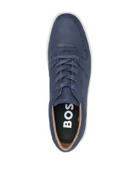 dunkelblaue Leder niedrige Sneakers von BOSS