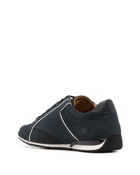 dunkelblaue Leder niedrige Sneakers von BOSS