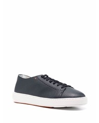 dunkelblaue Leder niedrige Sneakers von Santoni