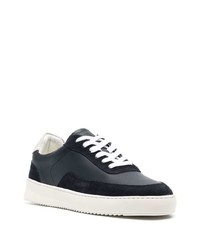 dunkelblaue Leder niedrige Sneakers von Filling Pieces