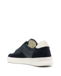 dunkelblaue Leder niedrige Sneakers von Filling Pieces