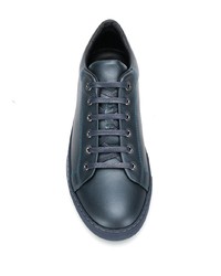 dunkelblaue Leder niedrige Sneakers von Lanvin