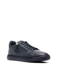 dunkelblaue Leder niedrige Sneakers von Baldinini