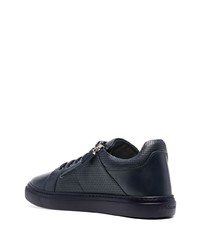 dunkelblaue Leder niedrige Sneakers von Baldinini