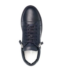 dunkelblaue Leder niedrige Sneakers von Baldinini