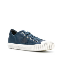 dunkelblaue Leder niedrige Sneakers von Philippe Model