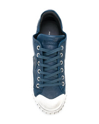 dunkelblaue Leder niedrige Sneakers von Philippe Model