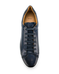 dunkelblaue Leder niedrige Sneakers von BOSS HUGO BOSS