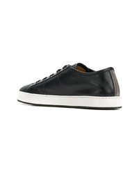 dunkelblaue Leder niedrige Sneakers von Santoni