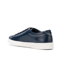 dunkelblaue Leder niedrige Sneakers von Prada