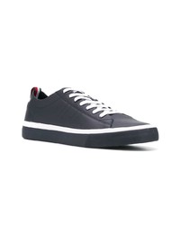 dunkelblaue Leder niedrige Sneakers von Tommy Hilfiger