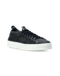 dunkelblaue Leder niedrige Sneakers von Z Zegna