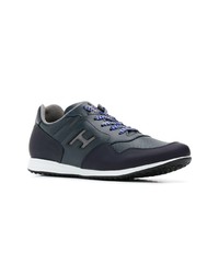 dunkelblaue Leder niedrige Sneakers von Hogan