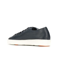 dunkelblaue Leder niedrige Sneakers von Santoni