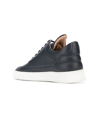 dunkelblaue Leder niedrige Sneakers von Filling Pieces