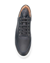 dunkelblaue Leder niedrige Sneakers von Filling Pieces