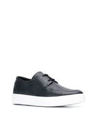 dunkelblaue Leder niedrige Sneakers von Giorgio Armani