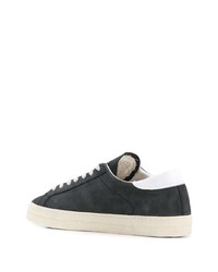 dunkelblaue Leder niedrige Sneakers von D.A.T.E