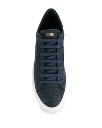 dunkelblaue Leder niedrige Sneakers von Hide&Jack