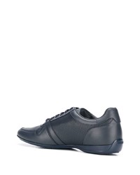 dunkelblaue Leder niedrige Sneakers von Baldinini