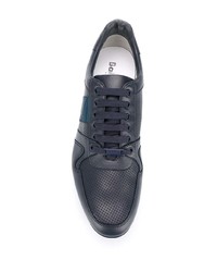 dunkelblaue Leder niedrige Sneakers von Baldinini