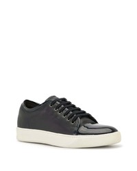 dunkelblaue Leder niedrige Sneakers von Santoni