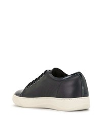 dunkelblaue Leder niedrige Sneakers von Santoni