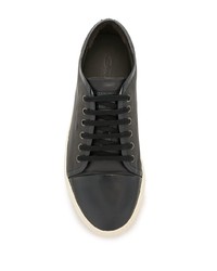 dunkelblaue Leder niedrige Sneakers von Santoni