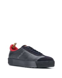 dunkelblaue Leder niedrige Sneakers von Giorgio Armani