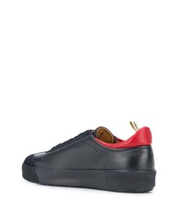 dunkelblaue Leder niedrige Sneakers von Giorgio Armani