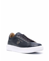 dunkelblaue Leder niedrige Sneakers von Philipp Plein