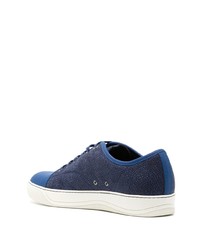 dunkelblaue Leder niedrige Sneakers von Lanvin