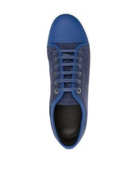 dunkelblaue Leder niedrige Sneakers von Lanvin