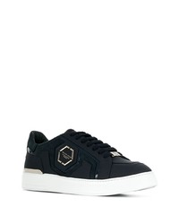 dunkelblaue Leder niedrige Sneakers von Philipp Plein