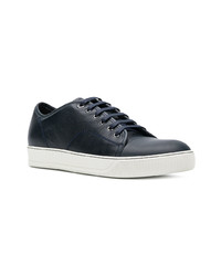 dunkelblaue Leder niedrige Sneakers von Lanvin