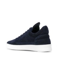 dunkelblaue Leder niedrige Sneakers von Filling Pieces