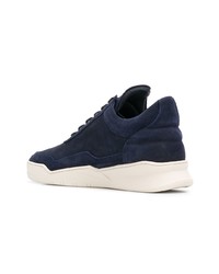 dunkelblaue Leder niedrige Sneakers von Filling Pieces