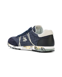 dunkelblaue Leder niedrige Sneakers von Premiata