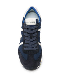 dunkelblaue Leder niedrige Sneakers von Premiata