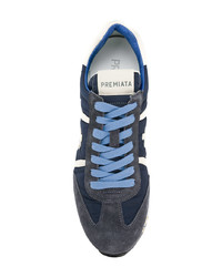 dunkelblaue Leder niedrige Sneakers von White Premiata