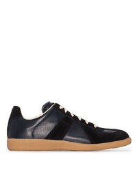 dunkelblaue Leder niedrige Sneakers von Maison Margiela