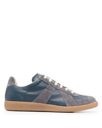 dunkelblaue Leder niedrige Sneakers von Maison Margiela