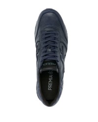 dunkelblaue Leder niedrige Sneakers von Premiata