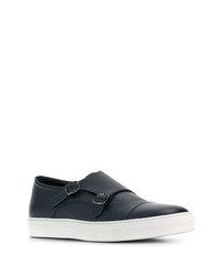 dunkelblaue Leder niedrige Sneakers von Scarosso