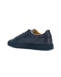 dunkelblaue Leder niedrige Sneakers von D.A.T.E