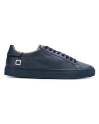 dunkelblaue Leder niedrige Sneakers von D.A.T.E