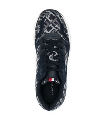 dunkelblaue Leder niedrige Sneakers von Tommy Hilfiger