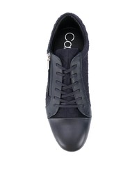 dunkelblaue Leder niedrige Sneakers von Calvin Klein