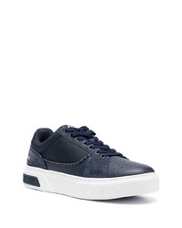 dunkelblaue Leder niedrige Sneakers von Ea7 Emporio Armani