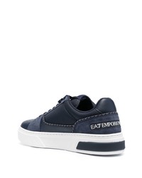 dunkelblaue Leder niedrige Sneakers von Ea7 Emporio Armani